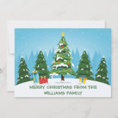 Schattigee Custom Merry Kerstbomen Blauw Feestdagenkaart (Voorkant)