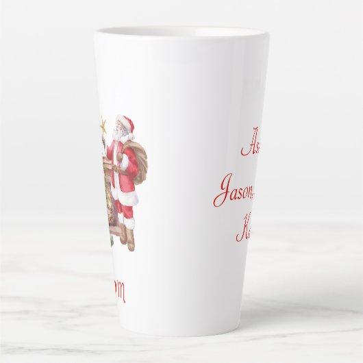 Schattigee Custom Moeder Waterverf Kerstman Latte Mok (Voorkant)