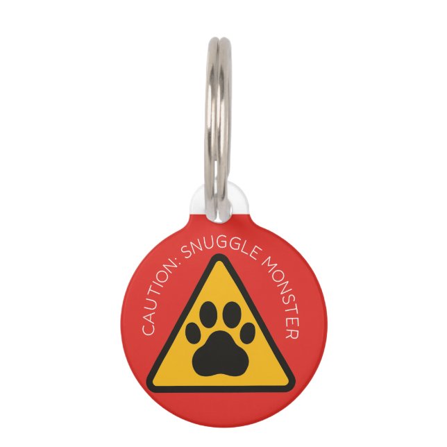 Schattigee Custom Pet ID Tag – "Attentie: Snuggle  Huisdierpenning (Voorkant)