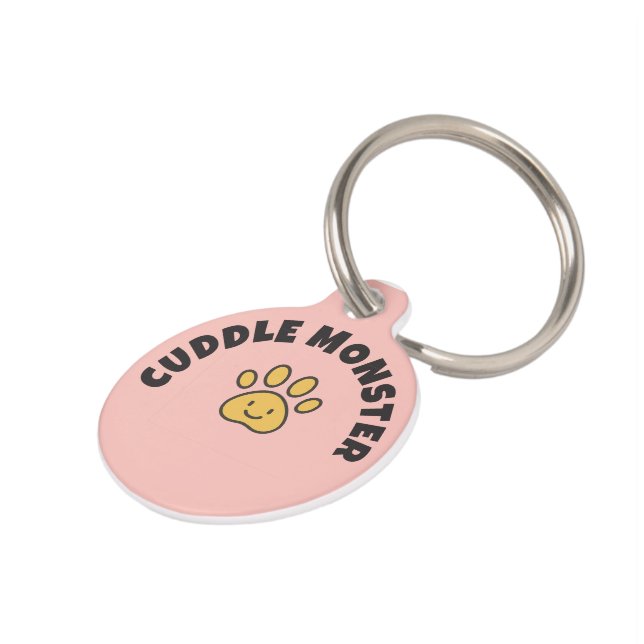 Schattigee Custom Pet ID Tag – "Knuffelmonster" Huisdierpenning (Zijkant)