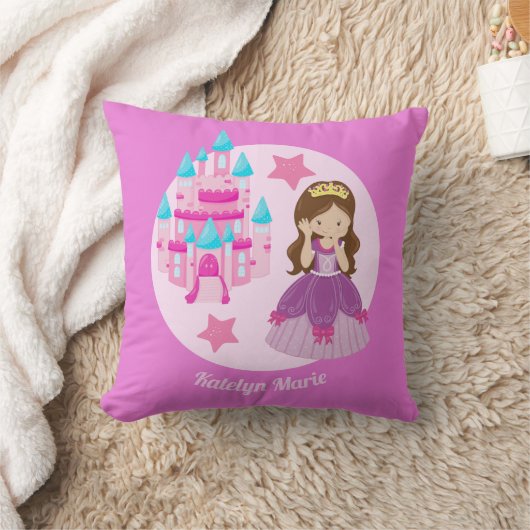Schattigee Custom Pink Princess Castle Verjaardag Kussen (Deken)