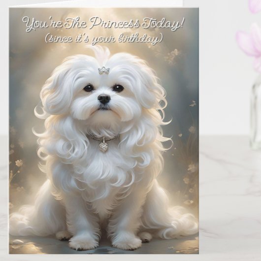 Schattigee Custom Princess Maltese Dog Verjaardag  Kaart