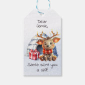 Schattigee Custom Santa Reindeer Snowflake Kind Ke Cadeaulabel (Voorkant)
