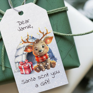 Schattigee Custom Santa Reindeer Snowflake Kind Ke Cadeaulabel