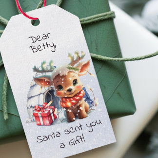 Schattigee Custom Santa Reindeer Snowflake Kind Ke Cadeaulabel