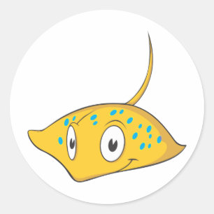 Schattigee Custom Stingray Cartoon Shirt Ronde Sticker