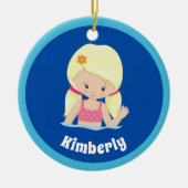 Schattigee Custom Swim Team Blonde Meisje Kerstmis Keramisch Ornament (Voorkant)