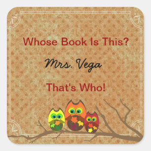 Schattigee Custom Uil Teacher's Book Bord Boek I.D Vierkante Sticker