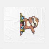 Schattigee Dabbing Luiaard Autisme Bewustzijn Auti Fleece Deken (Voorkant (Horizontaal))