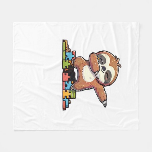 Schattigee Dabbing Luiaard Autisme Bewustzijn Auti Fleece Deken (Voorkant (Horizontaal))