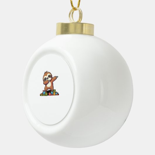 Schattigee Dabbing Luiaard Autisme Bewustzijn Auti Keramische Bal Ornament (Rechts)