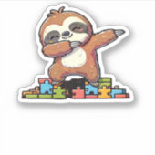 Schattigee Dabbing Luiaard Autisme Bewustzijn Auti Sticker (Voorkant)