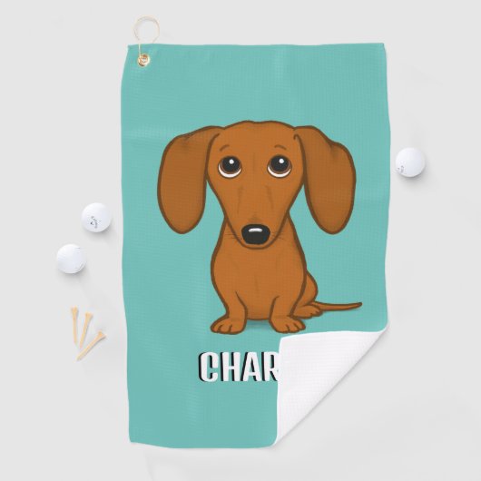 Schattigee Dachshund Custom Name Wiener Dog Golfhanddoek (Insitu)