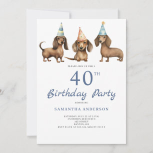 Schattigee Dachshund Dog 40e Verjaardagsfeestuitno Kaart