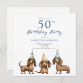 Schattigee Dachshund Dog 50e Verjaardagsfeestuitno (Voorkant / Achterkant)