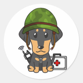 Schattigee Dachshund Dog Dragen legerhelm Ronde Sticker