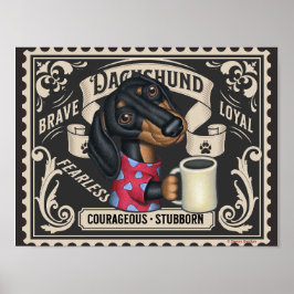 Schattigee Dachshund Doxie drink koffie Poster