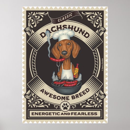 Schattigee Dachshund Grilling Wieners Poster (Voorkant)