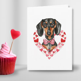Schattigee Dachshund Liefde Hart Waterverf Aangepa Feestdagen Kaart