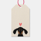 Schattigee Dachshund Puppy met Hart en Tekst Cadeaulabel (Voorkant)