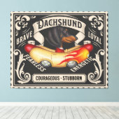 Schattigee Dachshund Rijden Flaming Hot Dog Auto Canvas Afdruk (Insitu (Houten vloer))