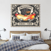 Schattigee Dachshund Rijden Flaming Hot Dog Auto Canvas Afdruk (Insitu (Slaapkamer))