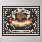 Schattigee Dachshund Rijden Hotdog Auto Poster (Voorkant)