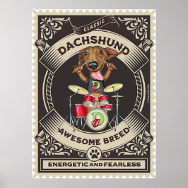 Schattigee Dachshund Spelen Drums Poster