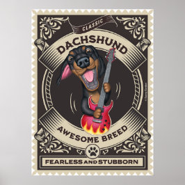 Schattigee Dachshund Spelen Gitaar Poster