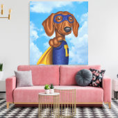 Schattigee Dachshund Superhero Canvas Afdruk (Insitu (Woonkamer))