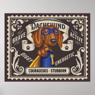 Schattigee Dachshund Superhero Poster