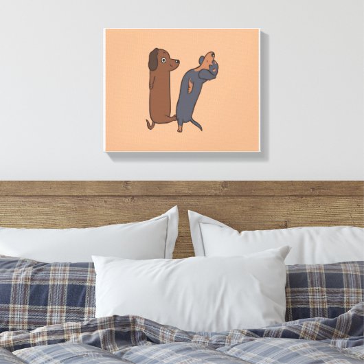Schattigee Dachshund Woonkamer Canvas Afdruk (Insitu (Slaapkamer))