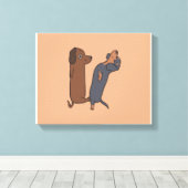 Schattigee Dachshund Woonkamer Canvas Afdruk (Insitu (Houten vloer))
