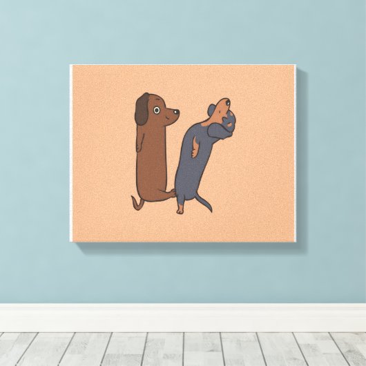 Schattigee Dachshund Woonkamer Canvas Afdruk (Insitu (Houten vloer))