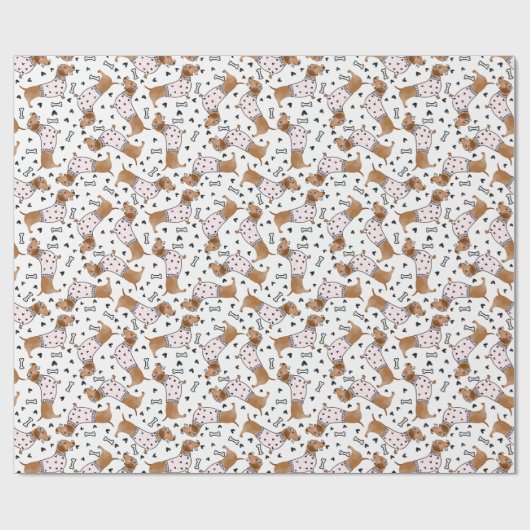 Schattigee Dachshundehonden dragen roze jumpers Cadeaupapier (Vlak)
