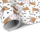 Schattigee Dachshundehonden dragen roze jumpers Cadeaupapier (Rol Hoek)