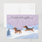 Schattigee Dachshunds Worstenhonden in Sneeuwkerst Feestdagenkaart (Voorkant / Achterkant)