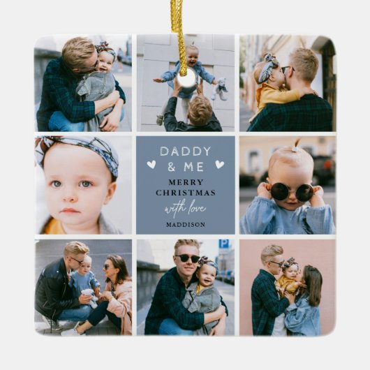 Schattigee 'Daddy & Me' Fotocollage Vrolijk Kerstf Keramisch Ornament (Voorkant)