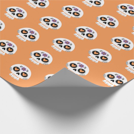 Schattigee Dag van de Dode Suikerschedel Cadeaupapier (Hoek)