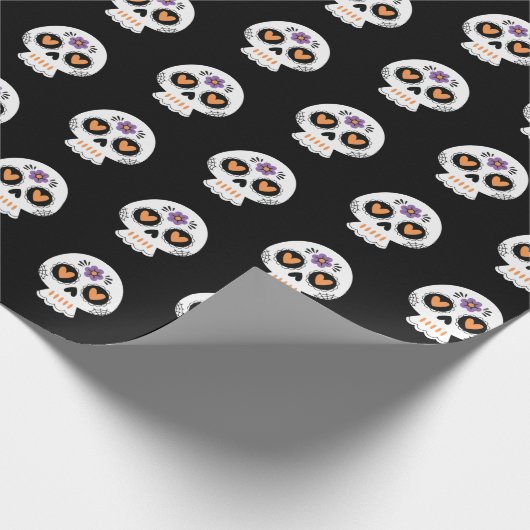 Schattigee Dag van de Dode Suikerschedel Cadeaupapier (Hoek)