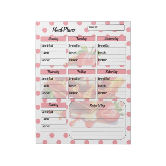 Schattigee dagelijkse aardbei trakteert maaltijdpl notitieblok (Linkerzijde)