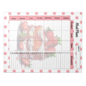 Schattigee dagelijkse aardbei trakteert maaltijdpl notitieblok (Voorkant)