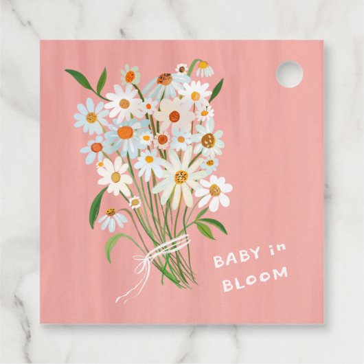Schattigee Daisies Gouache Custom Baby shower DANK Bedankjes Labels (Achterkant)
