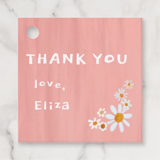 Schattigee Daisies Gouache Custom Baby shower DANK Bedankjes Labels (Voorkant)