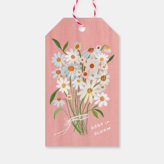 Schattigee Daisies Gouache Custom Baby shower DANK Cadeaulabel (Achterkant)
