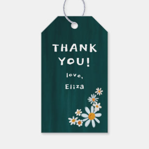 Schattigee Daisies Gouache Custom Baby shower DANK Cadeaulabel
