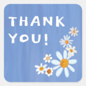 Schattigee Daisies Gouache Custom Baby shower DANK Vierkante Sticker (Voorkant)