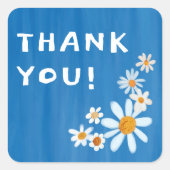 Schattigee Daisies Gouache Custom Baby shower DANK Vierkante Sticker (Voorkant)