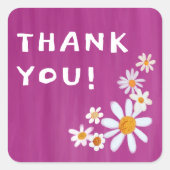Schattigee Daisies Gouache Custom Baby shower DANK Vierkante Sticker (Voorkant)