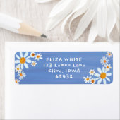 Schattigee Daisies Gouache Custom Blauw Retouradre Etiket (Insitu)